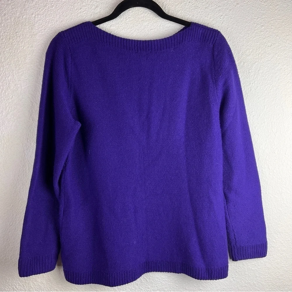 TALBOTS Medium Petite Purple crew neck cable sweater. 70% Merino Wool 25% Nylon - Picture 2 of 5